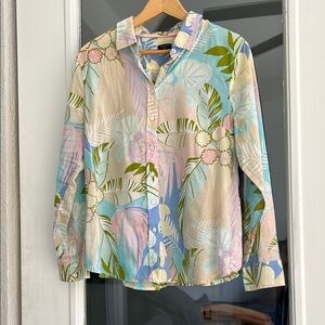 Talbots L petite - Tropical Print Button-Up Shirt